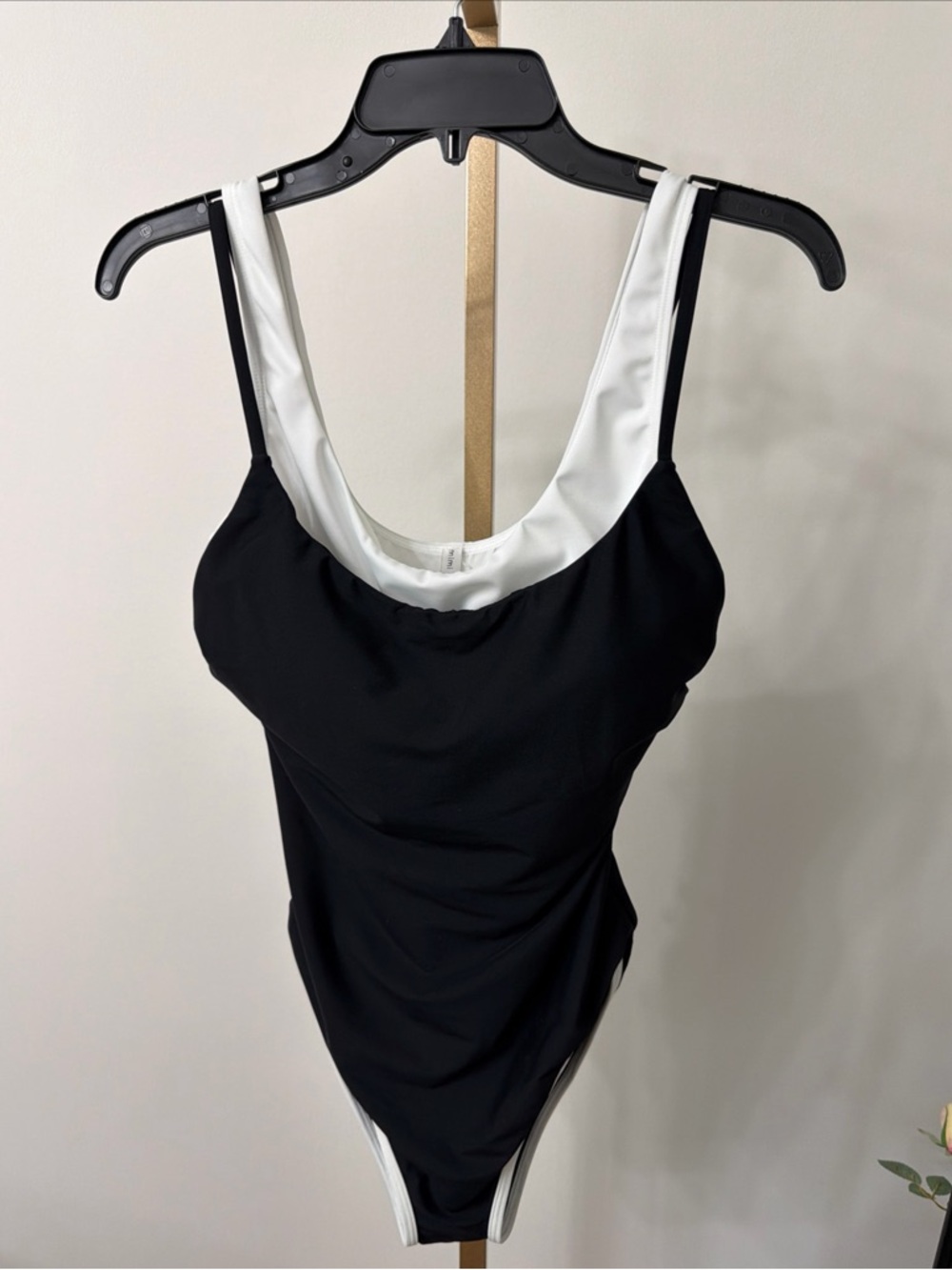 Mimi Flamingo Black One-Piece Swimsuit with White Accents